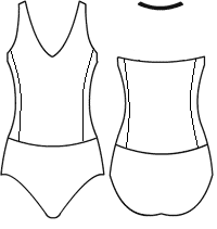 Low bodice V neck halter with side panel